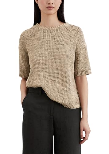 Marc O'Polo Damen Kurzarmpullover aus Strick mit Rundhalsausschnitt, Beige (Summer Sand), L von Marc O'Polo