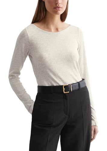 Marc O'Polo Damen Langarmshirt aus Bio-Baumwolle Basic, Beige (Light Granite Melange), XXL von Marc O'Polo