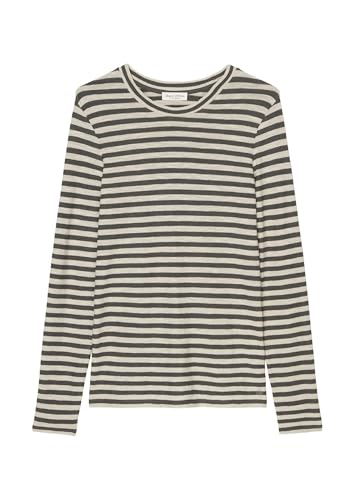 Marc O'Polo Damen Langarmshirt aus Bio-Baumwolle gestreift, Mehrfarbig (Multi/Deep Grey Melange), L von Marc O'Polo