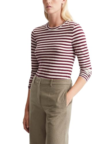 Marc O'Polo Damen Langarmshirt aus Bio-Baumwolle gestreift, Mehrfarbig (Multi/Deep Ruby), XS von Marc O'Polo