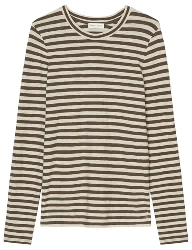 Marc O'Polo Damen Langarmshirt aus Bio-Baumwolle gestreift, Braun (Multi/Pure Brown), S von Marc O'Polo