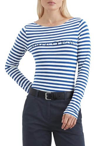 Marc O'Polo Damen Langarmshirt aus Bio-Baumwolle gestreift, Mehrfarbig (Multi/Shiny Blue), S von Marc O'Polo