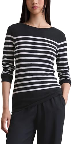 Marc OߴPolo Damen Langarmshirt aus Bio-Baumwolle mit U-Boot-Ausschnitt, Blau (Multi/Deep Night Blue), S von Marc O'Polo