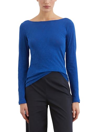 Marc O'Polo Damen Langarmshirt aus Bio-Baumwolle mit U-Boot-Ausschnitt, Blau (Shiny Blue), XXL von Marc O'Polo