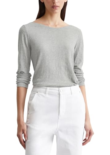 Marc O'Polo Damen Langarmshirt aus Bio-Baumwolle mit U-Boot-Ausschnitt, Grau (Mid Stone Melange), L von Marc O'Polo