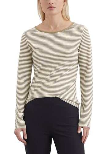 Marc O'Polo Damen Langarmshirt aus Bio-Baumwolle mit U-Boot-Ausschnitt, Mehrfarbig (Multi), L von Marc O'Polo