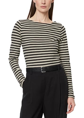 Marc OߴPolo Damen Langarmshirt aus Bio-Baumwolle mit U-Boot-Ausschnitt, Mehrfarbig (Multi/Black), M von Marc O'Polo