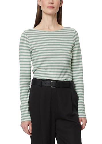 Marc O'Polo Damen Langarmshirt aus Bio-Baumwolle mit U-Boot-Ausschnitt, Mehrfarbig (Multi/Faded Mint), XXS von Marc O'Polo