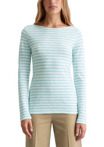 Marc O'Polo Damen Langarmshirt aus Bio-Baumwolle mit U-Boot-Ausschnitt, Mehrfarbig (Multi/Morning Sky), L von Marc O'Polo