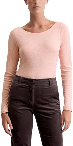 Marc OߴPolo Damen Langarmshirt aus Bio-Baumwolle mit U-Boot-Ausschnitt, Rosa (Pastel Rose), M von Marc O'Polo