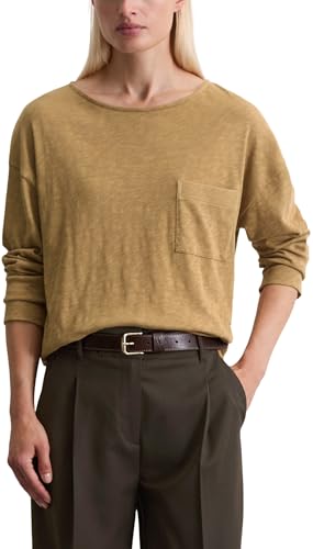 Marc OߴPolo Damen Langarmshirt mit Brusttasche Regular Fit, Beige (Pure Sand), XS von Marc O'Polo