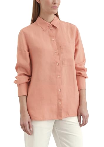 Marc O'Polo Damen Leinenhemd Langarm Regular Fit, Rosa (Mellow Peach), 44 von Marc O'Polo