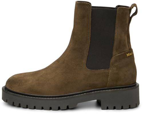 Marc OߴPolo Damen Chelsea Boots aus Leder mit Profilsohle, Grün (Dark Mossy Olive), 41 von Marc O'Polo