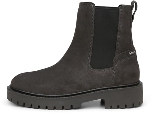 Marc OߴPolo Damen Chelsea Boots aus Leder mit Profilsohle, Grau (Dark Graphite), 36 von Marc O'Polo