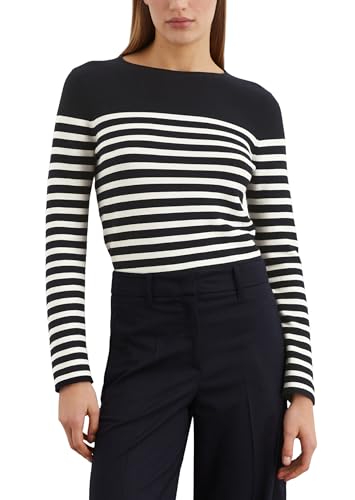 Marc O'Polo Damen Pullover gestreift Slim Fit, Mehrfarbig (Striped/Deep Night Blue), XS von Marc O'Polo