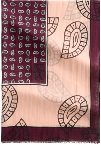 Marc OߴPolo Damen Schal mit Allover-Print leicht, Mehrfarbig (Multi/Aubergine Red), One Size von Marc O'Polo