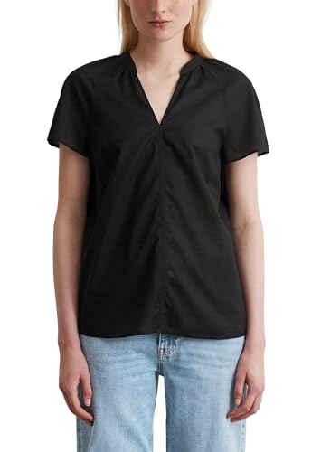 Marc O'Polo Damen Shirtbluse aus Bio-Baumwolle mit V-Ausschnitt, Schwarz (Black), 44 von Marc O'Polo
