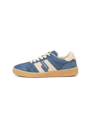 Marc OߴPolo Damen Sneaker flach mit Teddyfell Low Top, Blau (Dark Cloudless Blue/Beige), 41 von Marc O'Polo