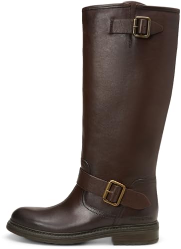 Marc OߴPolo Damen Stiefel aus Leder mit Schnallen, Braun (Dark Brown), 37 von Marc O'Polo