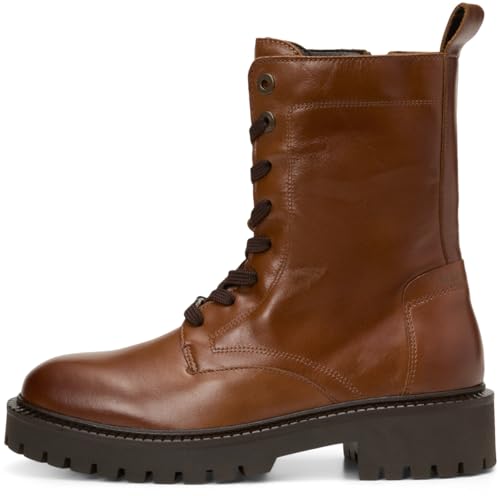 Marc OߴPolo Damen Stiefeletten zum Schnüren aus Leder mit Reißverschluss, Braun (Cognac), 38 von Marc O'Polo