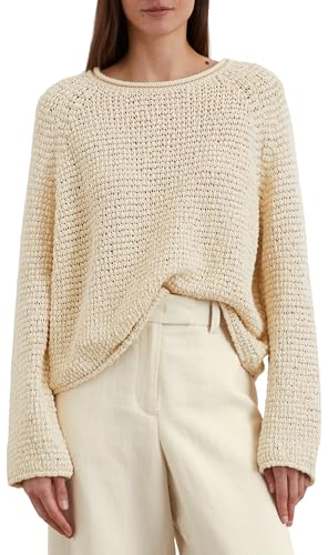 Marc O'Polo Damen Strickpullover aus Bio-Baumwolle Oversize Fit, Beige (Raw Cotton), M von Marc O'Polo