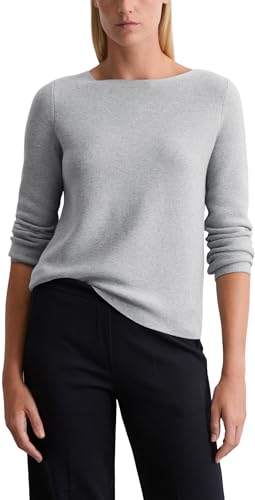 Marc OߴPolo Damen Strickpullover aus Bio-Baumwolle Slim Fit, Grau (Grey Granite Melange), M von Marc O'Polo