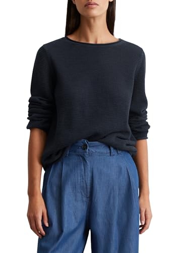 Marc O'Polo Damen Strickpullover aus Bio-Baumwolle mit Rundhalsausschnitt, Blau (Deep Blue Sea), XL von Marc O'Polo