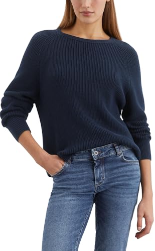 Marc O'Polo Damen Strickpullover aus Bio-Baumwolle mit Rundhalsausschnitt, Blau (Night Sky), XXS von Marc O'Polo