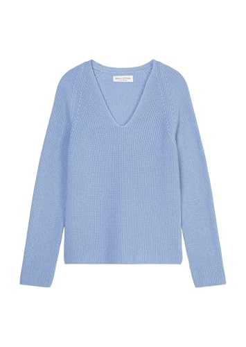 Marc O'Polo Damen Strickpullover aus Bio-Baumwolle mit V-Ausschnitt, Blau (Fresh Sky), XL von Marc O'Polo