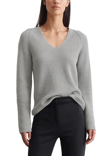Marc O'Polo Damen Strickpullover aus Bio-Baumwolle mit V-Ausschnitt, Grau (Mid Stone Melange), S von Marc O'Polo