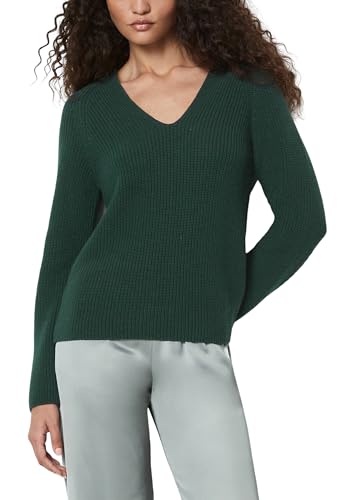 Marc O'Polo Damen Strickpullover aus Bio-Baumwolle mit V-Ausschnitt, Grün (Midnight Pine), M von Marc O'Polo