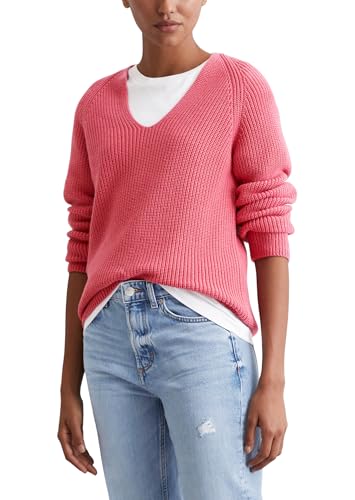 Marc O'Polo Damen Strickpullover aus Bio-Baumwolle mit V-Ausschnitt, Rosa (Blushed Berry), XS von Marc O'Polo