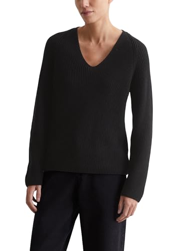 Marc O'Polo Damen Strickpullover aus Bio-Baumwolle mit V-Ausschnitt, Schwarz (Black), M von Marc O'Polo