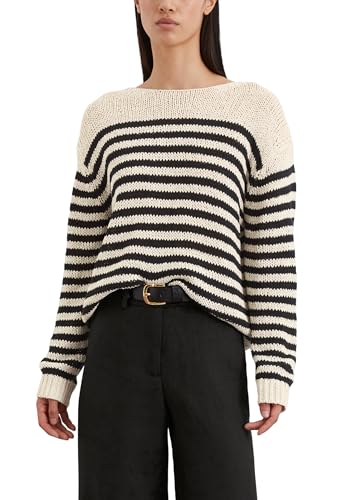 Marc O'Polo Damen Strickpullover gestreift Loose Fit, Mehrfarbig (Stripe/Natural Cotton), L von Marc O'Polo