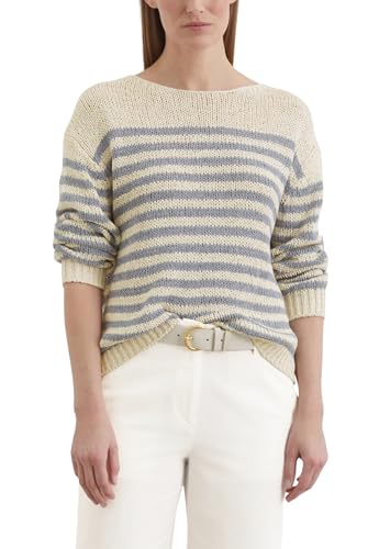 Marc O'Polo Damen Strickpullover gestreift Loose Fit, Mehrfarbig (Stripe/Natural Cotton), L von Marc O'Polo