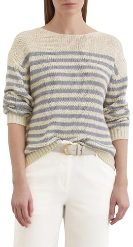Marc O'Polo Damen Strickpullover gestreift Loose Fit, Mehrfarbig (Stripe/Natural Cotton), M von Marc O'Polo