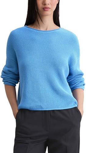 Marc OߴPolo Damen Strickpullover mit U-Boot-Ausschnitt Oversize Fit, Blau (Cloudless Blue), M von Marc O'Polo