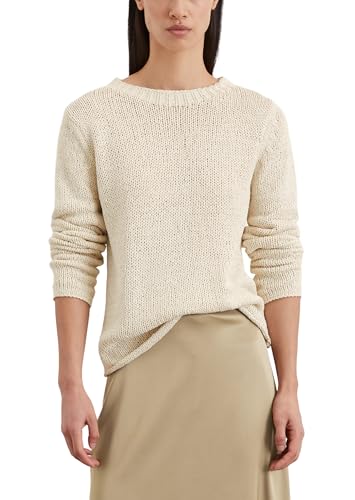 Marc O'Polo Damen Strickpullover mit U-Boot Ausschnitt Slim Fit, Cremefarben (Natural Cotton), L von Marc O'Polo