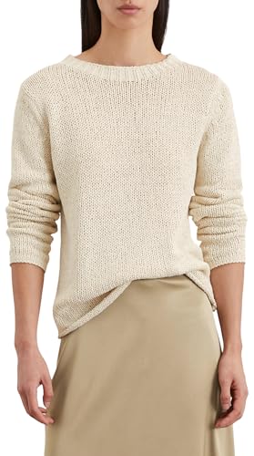 Marc O'Polo Damen Strickpullover mit U-Boot Ausschnitt Slim Fit, Cremefarben (Natural Cotton), M von Marc O'Polo
