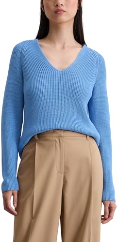 Marc OߴPolo Damen Strickpullover mit V-Ausschnitt Relaxed Fit, Blau (Cloudless Blue), XS von Marc O'Polo