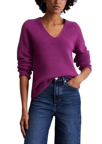 Marc O'Polo Damen Strickpullover mit V-Ausschnitt Slim Fit, Lila (Fresh Berry), XXL von Marc O'Polo