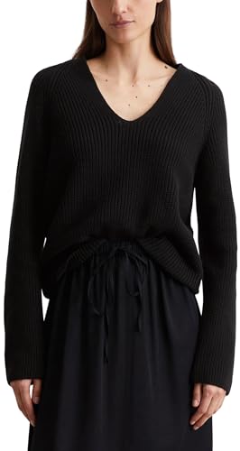 Marc O'Polo Damen Strickpullover mit V-Ausschnitt Slim Fit, Schwarz (Black), M von Marc O'Polo