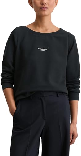 Marc OߴPolo Damen Sweatshirt aus Bio-Baumwolle Relaxed Fit, Blau (Deep Night Blue), L von Marc O'Polo