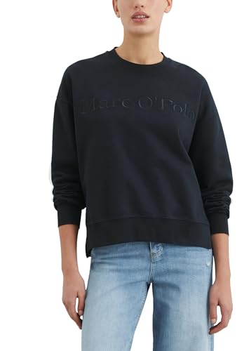 Marc O'Polo Damen Sweatshirt aus Bio-Baumwolle mit Rippbündchen, Blau (Deep Night Blue), L von Marc O'Polo