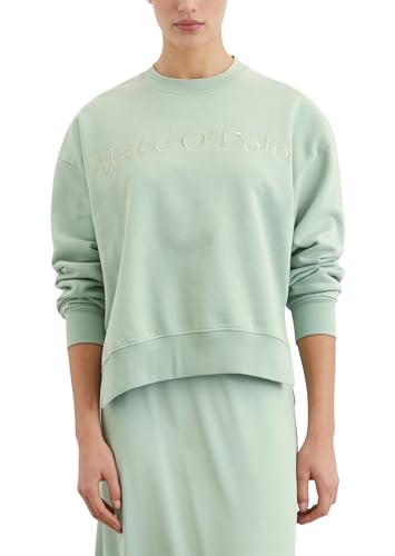 Marc O'Polo Damen Sweatshirt aus Bio-Baumwolle mit Rippbündchen, Grün (Dusty Mint), L von Marc O'Polo