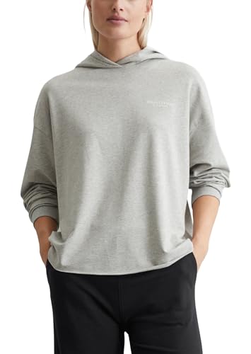 Marc O'Polo Damen Sweatshirt mit Stretch-Anteil mit Kapuze, Grau (Mid Stone Melange), L von Marc O'Polo