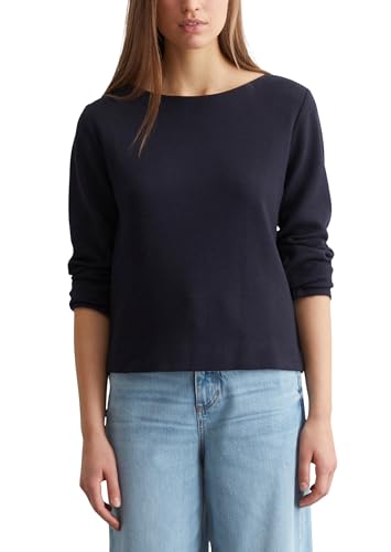 Marc OߴPolo Damen Sweatshirt mit U-Boot-Ausschnitt Regular Fit, Blau (Deep Night Blue), XXL von Marc O'Polo
