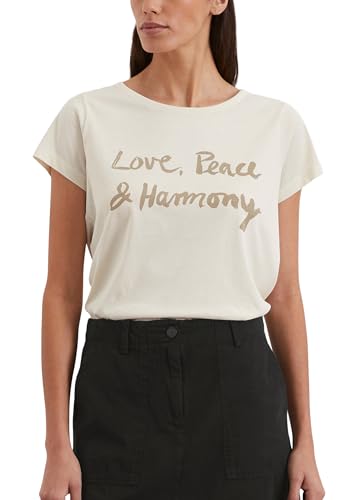 Marc O'Polo Damen T-Shirt aus Bio-Baumwolle mit U-Boot Ausschnitt, Cremefarben (Natural Cotton), L von Marc O'Polo