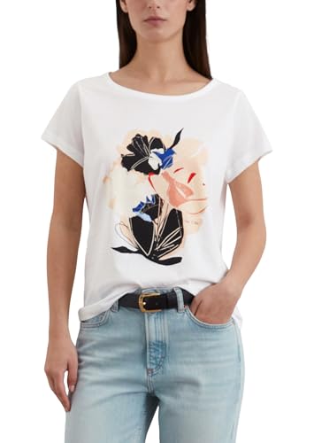 Marc O'Polo Damen T-Shirt aus Bio-Baumwolle mit U-Boot Ausschnitt, Mehrfarbig (Multi), XL von Marc O'Polo