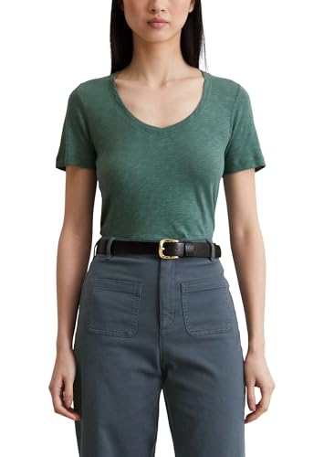 Marc O'Polo Damen T-Shirt aus Bio-Baumwolle mit V-Ausschnitt, Grün (Summer Pine), XS von Marc O'Polo